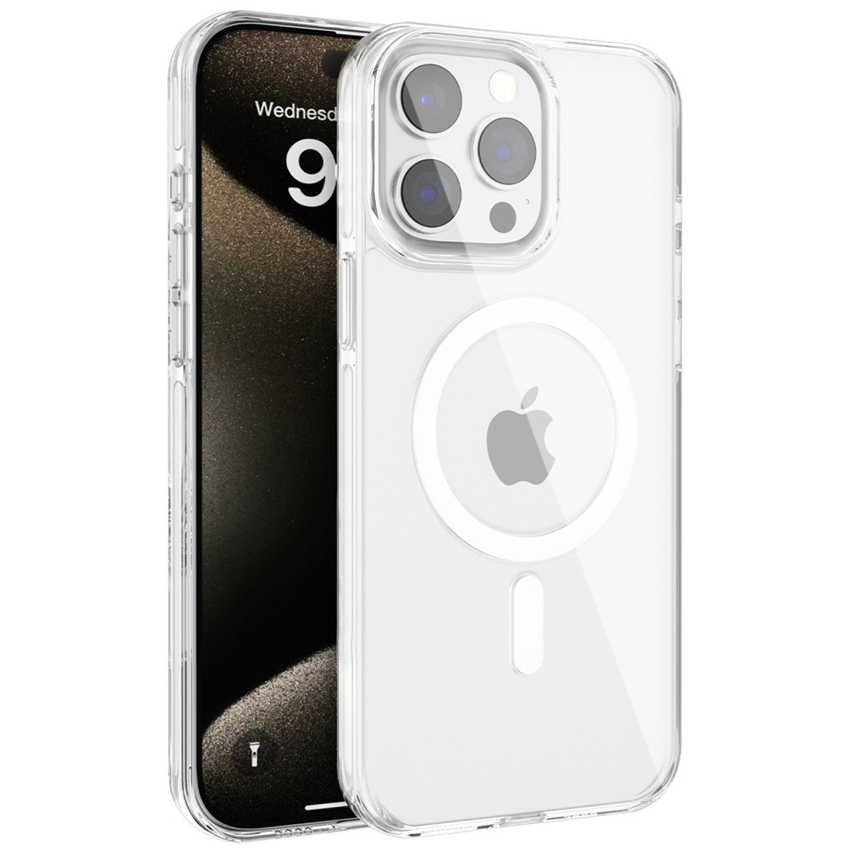 Joko Apple iPhone 15 Pro Max Gleam PC Sert Magsafe Kılıf - Şeffaf-Siyah